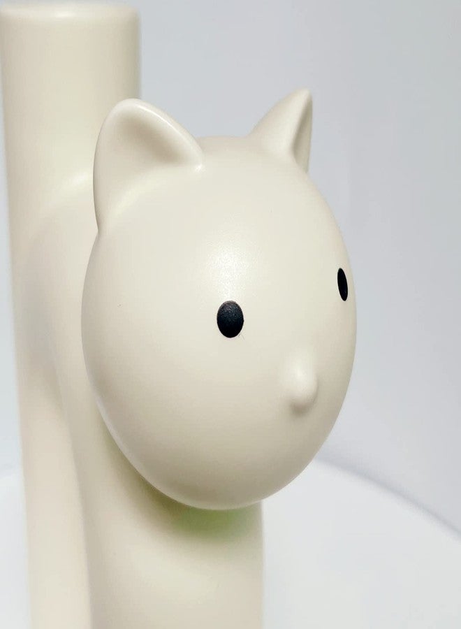 GeLive Cat Ceramic Vase Kitty Bud Vase Waterproof Flower Vase Plant Holder, Handmade Artistic Table Centerpieces Home Decor for Cat Lovers, Unique Gift Idea (Cream White) - Image 5